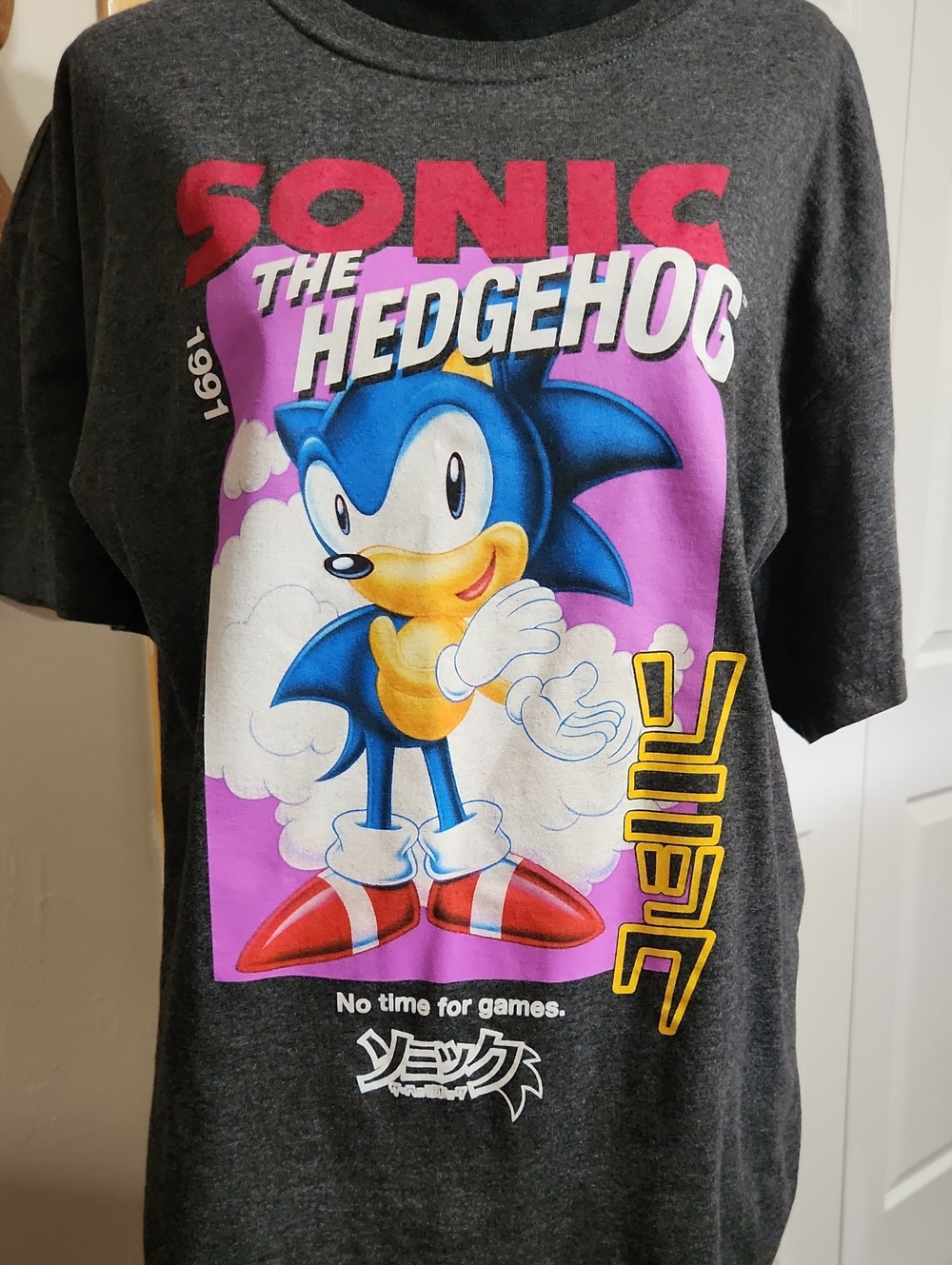 Sonic the Hedgehog 'no time for games' Graphic Tee - Charcoal